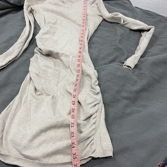 Victoria's Secret Cream Beige Ruched Crew Neck Sweater Dress Size Small 12-24 - Picture 11 of 12